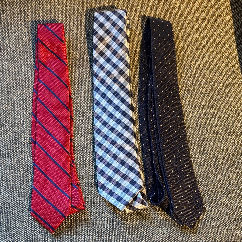 The Tie Bar Red, Blue, and Black Tie Trio